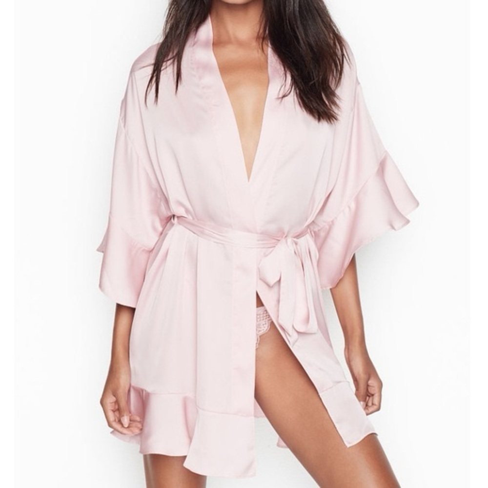 Victoria’s Secret Flounce Satin Kimono Robe